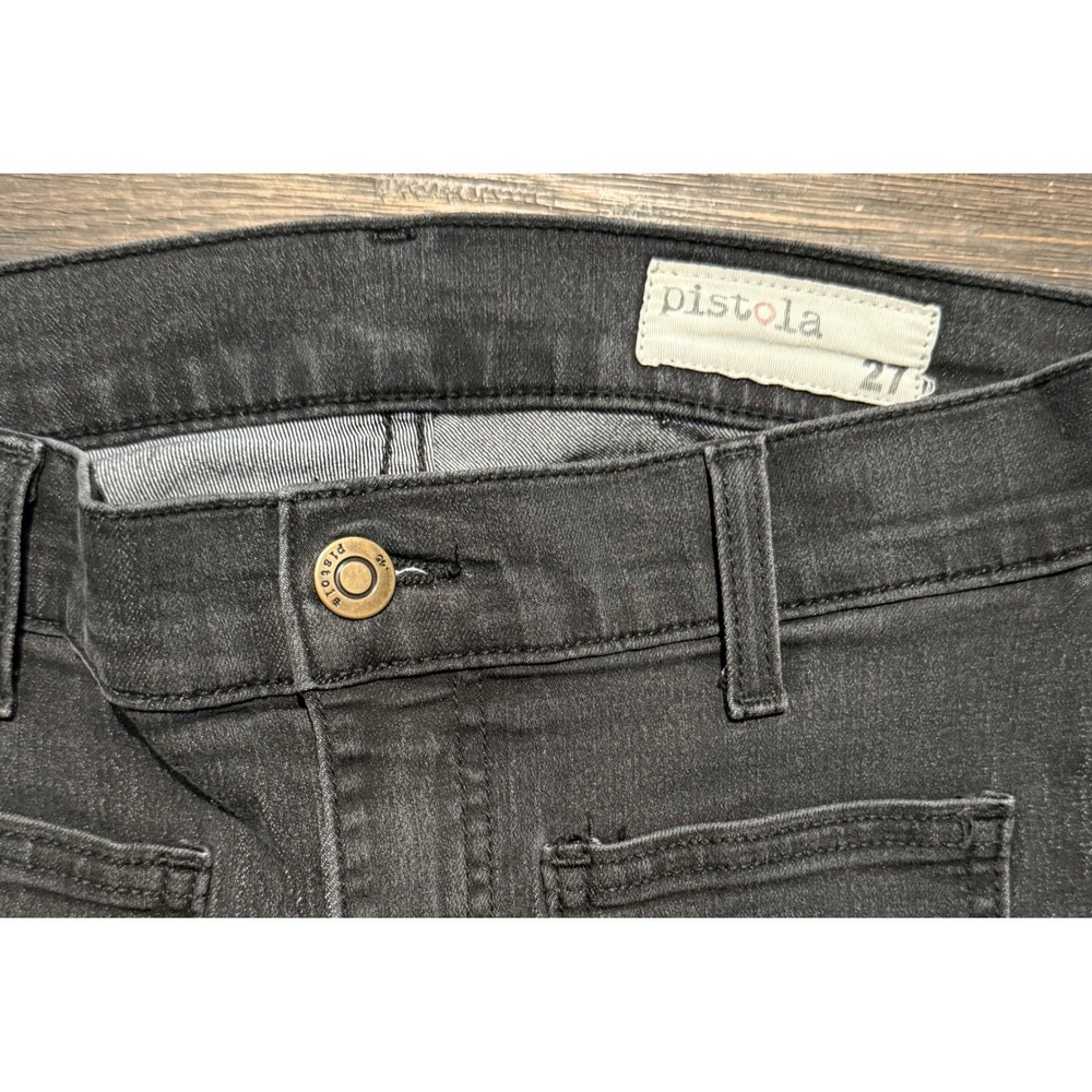 Pistola Faded Black High Rise Flare Jeans Patch Pocket Style P8003 Size 27 - Picture 3 of 7